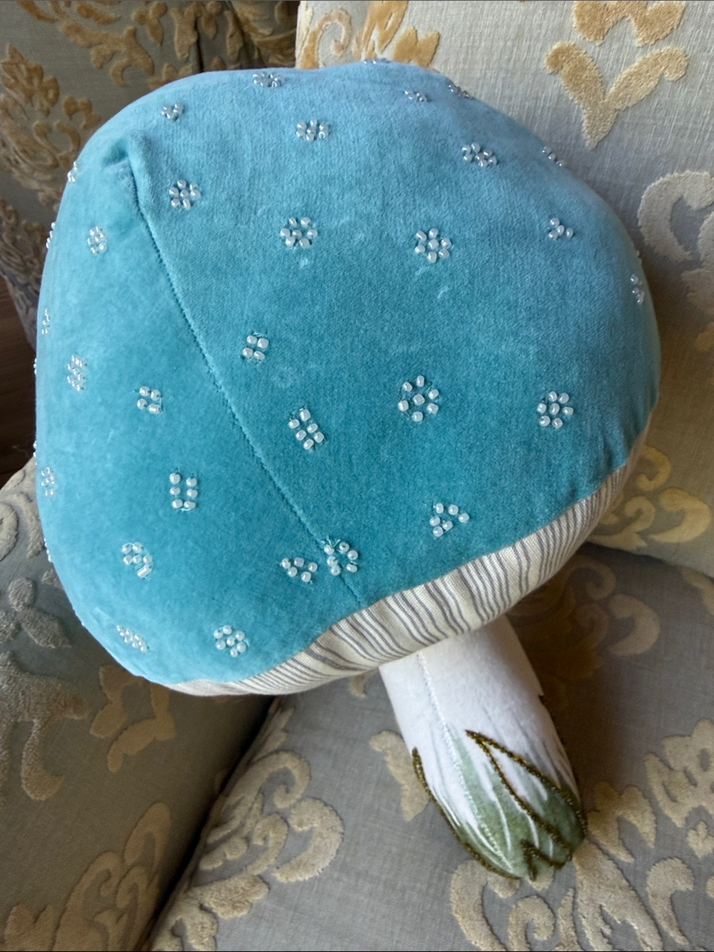 John Derian for Target Turquoise Beaded Mushroom Accent Pillow
